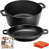 Overmont Gusseisen Topf Dutch Oven einsatzfertig eingebrannt...