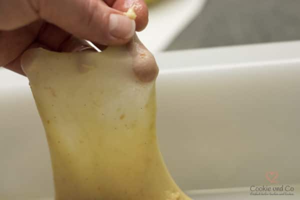 Teig für eine französische Brioche - Fenstertest.