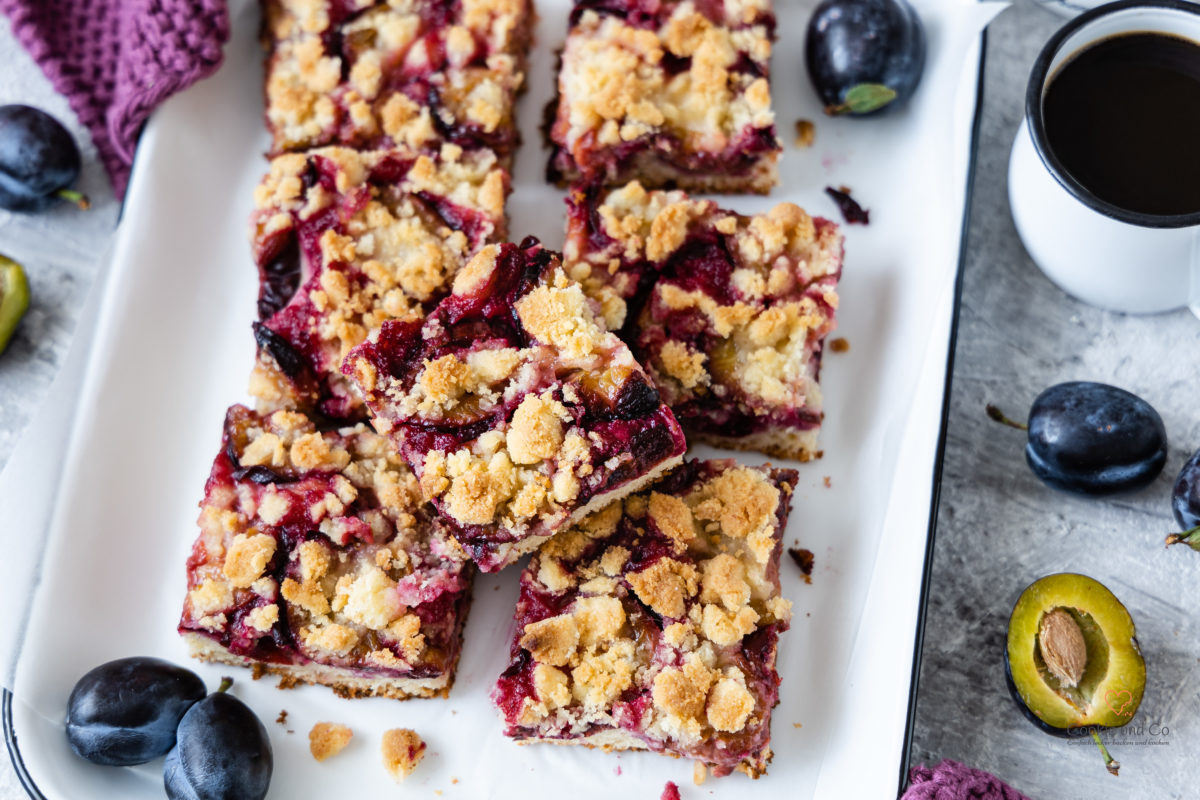 Blechkuchen aus Quark-Öl-Teig mit Pflaumen