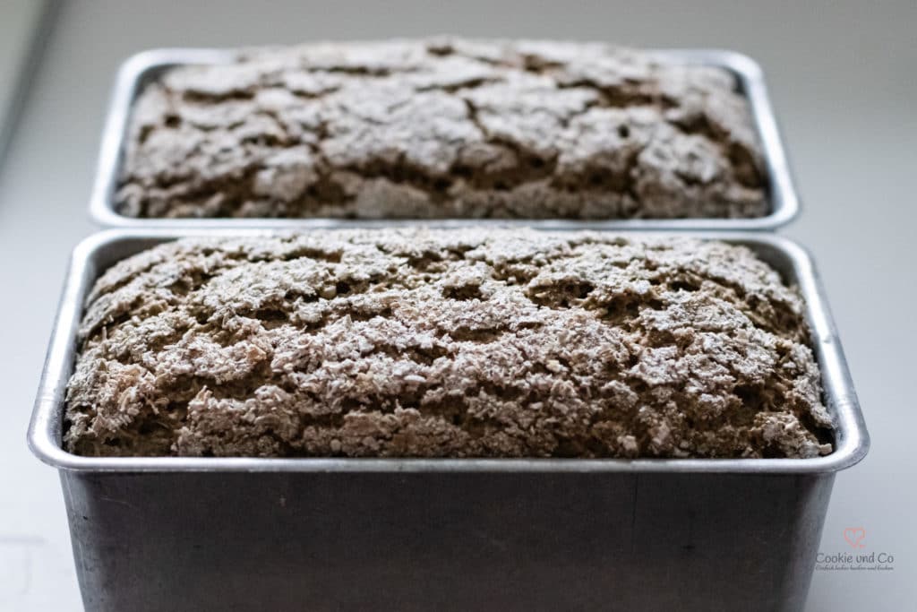 Brot aus Roggenschrot vor dem Backen in einer Kastenform