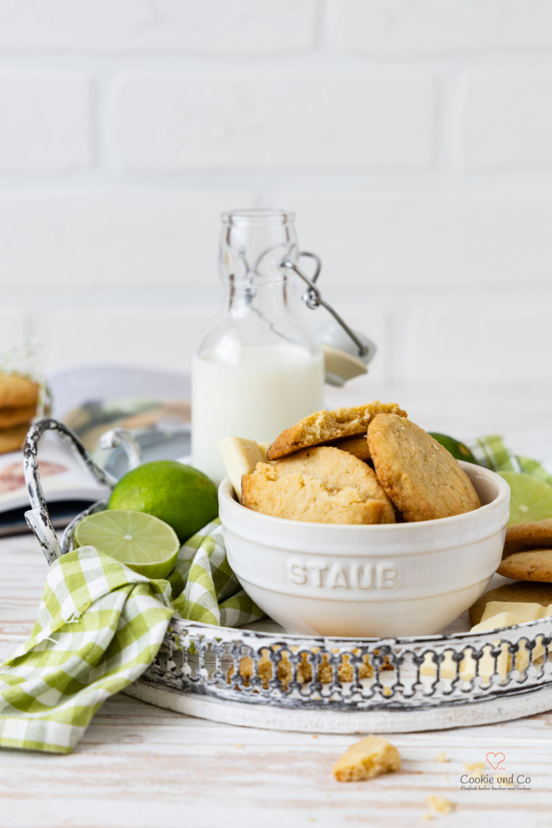 Limetten Cookies mit weißer Schokolade