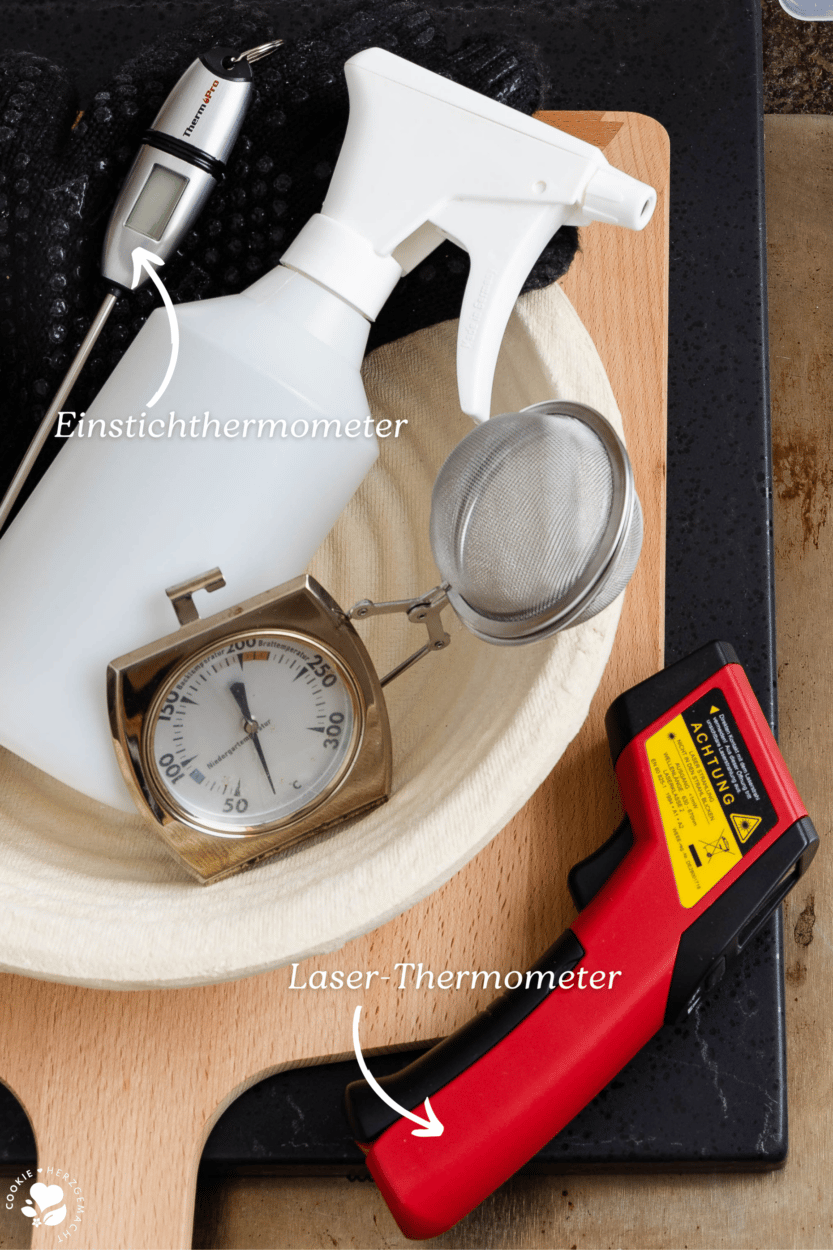 Backzubehör mit verschiedenen Thermometern zum Teigtemperatur messen